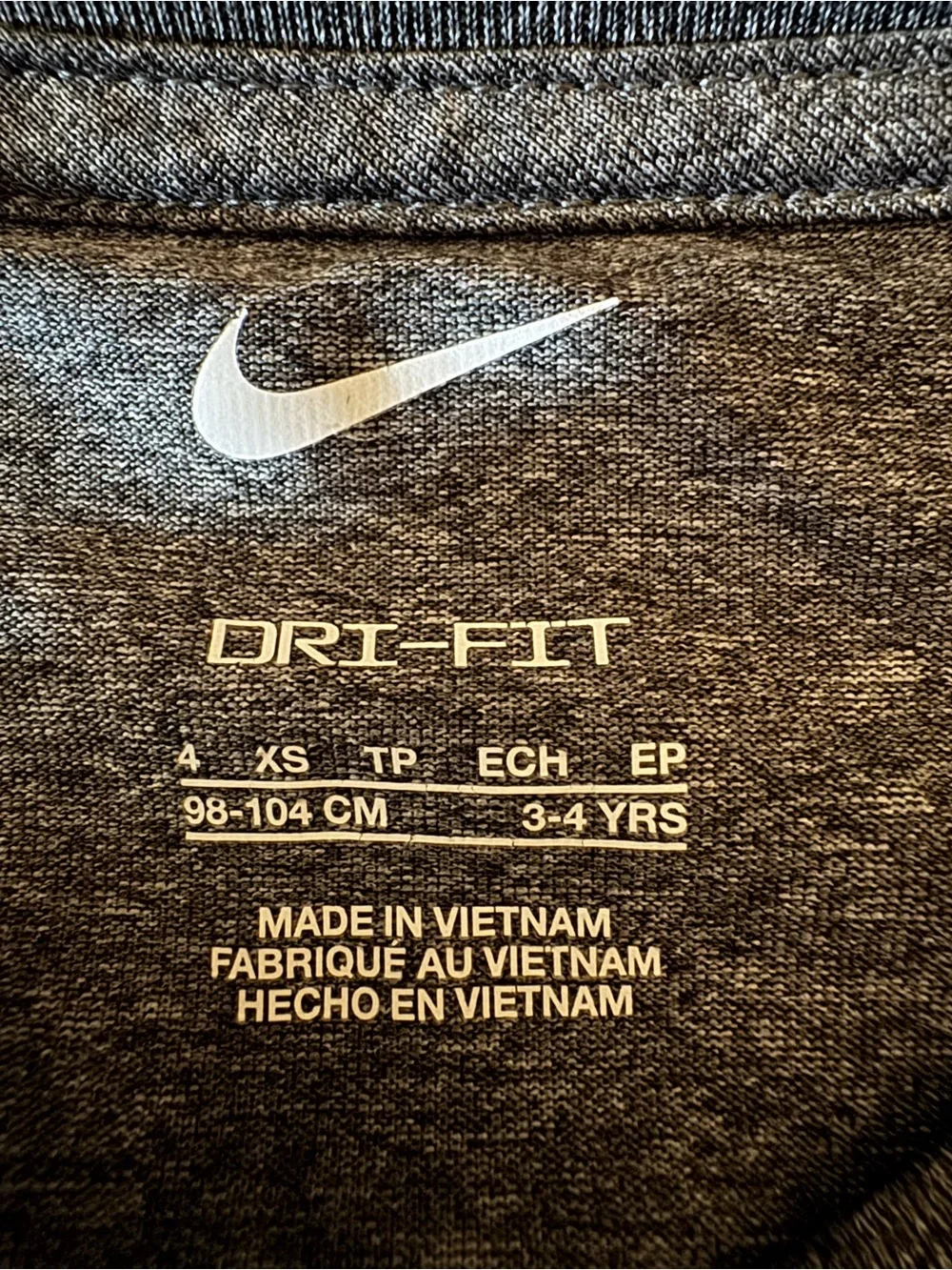 Nike Boys' Gray Dri-FIT Logo Tee